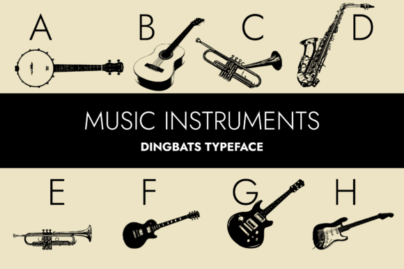 Music Instruments Font for Creative Design