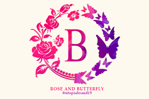 Rose and Butterfly Monogram Font