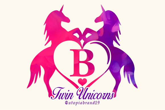 Twin Unicorns and Heart Monogram Font